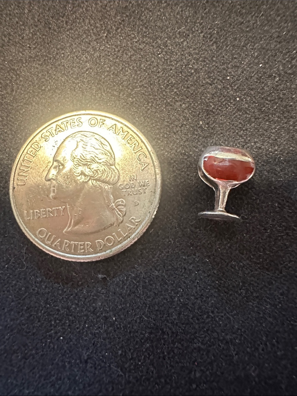 Sterling Silver Red Carnelian Wine Glass Charm Pendant